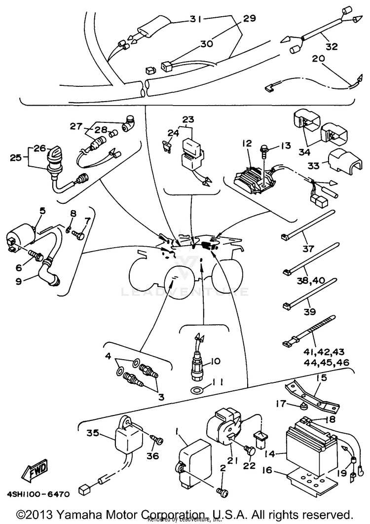Electrical 1 KODIAK 4WD - YFM400FWH - 1996 Schematic