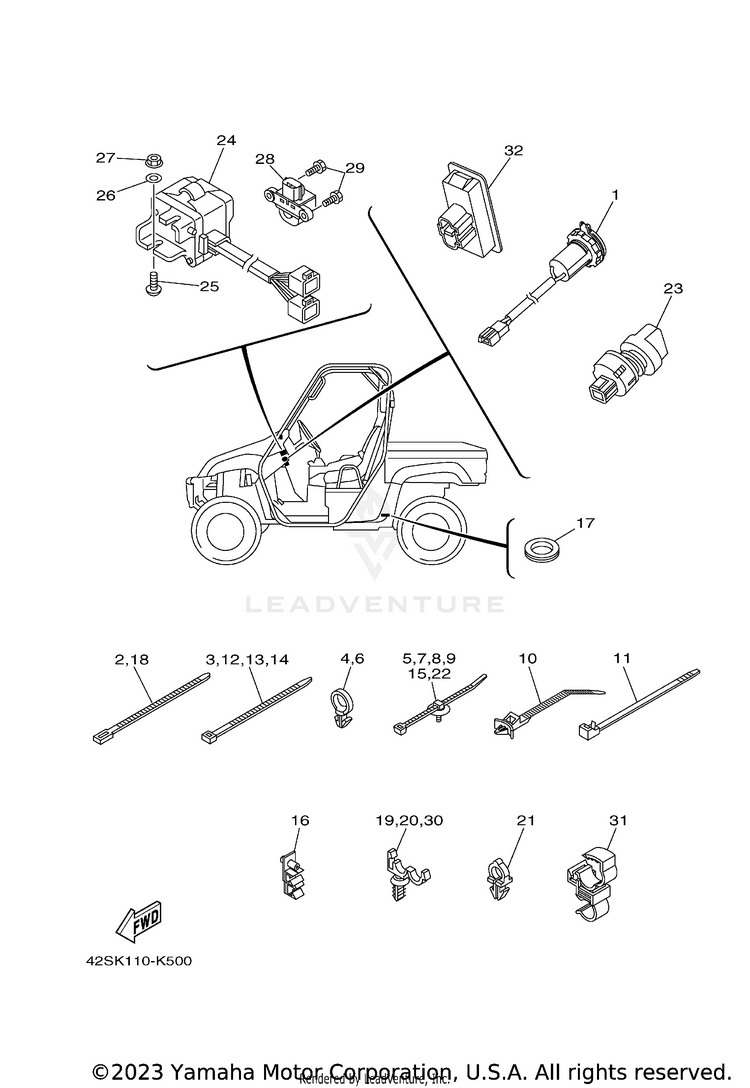 Electrical 2 RHINO 700 - YXR7FAGR - 2011 Schematic