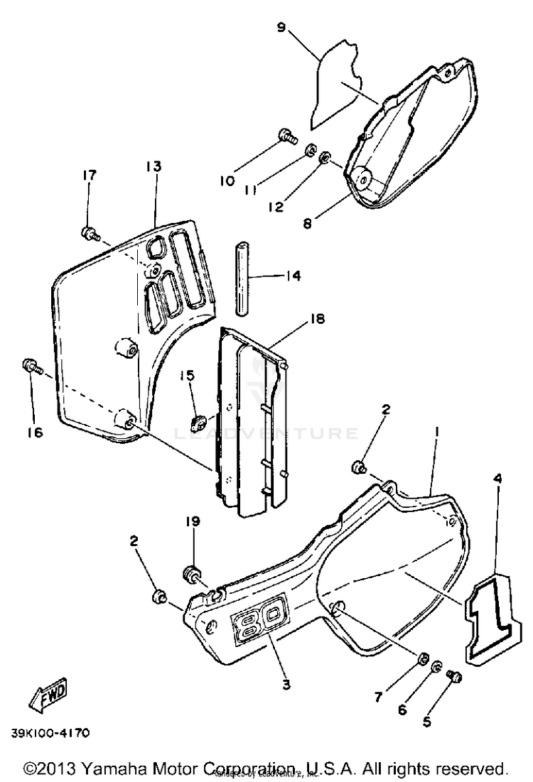 Side Cover YZ80 - YZ80L - 1999 Schematic