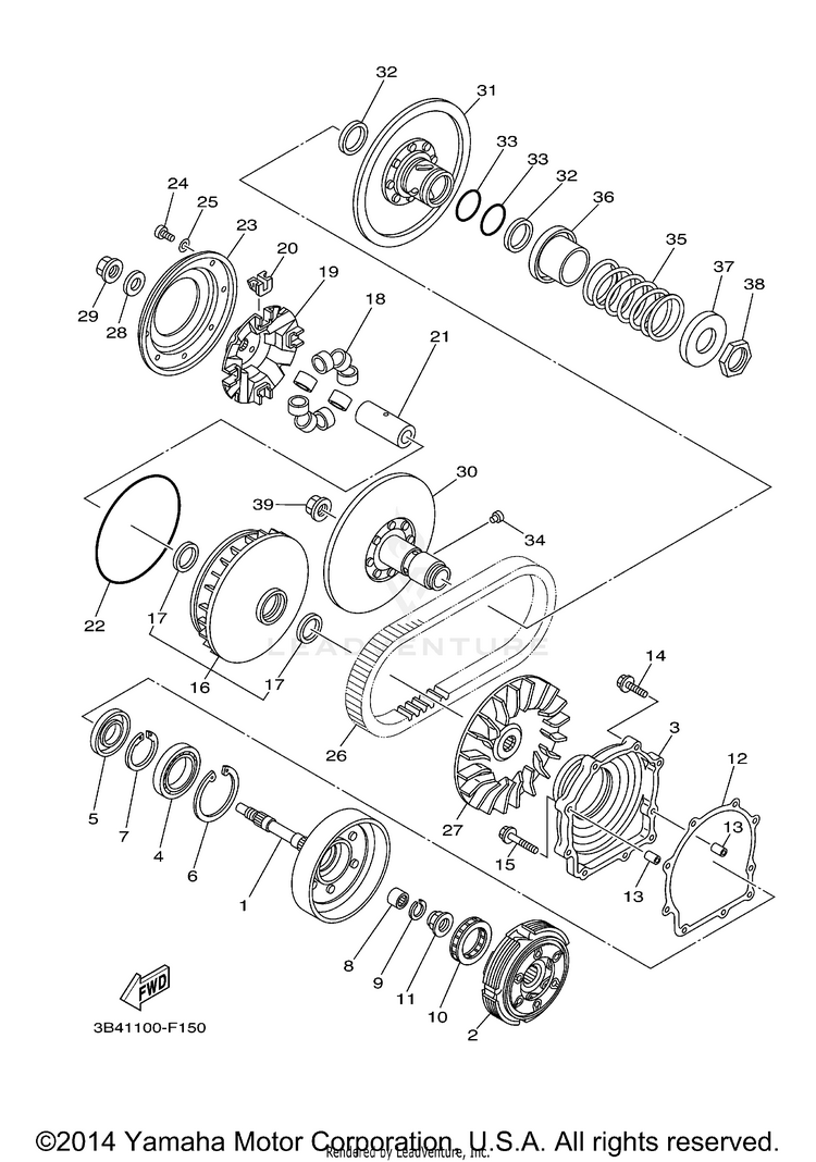 Clutch GRIZZLY 700 FI 4WD - YFM7FGZB - 2010 Schematic