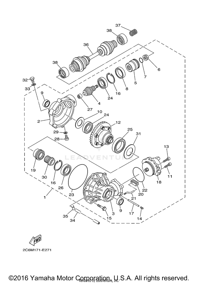 Front Differential GRIZZLY 660 - YFM66FGX - 2008 Schematic
