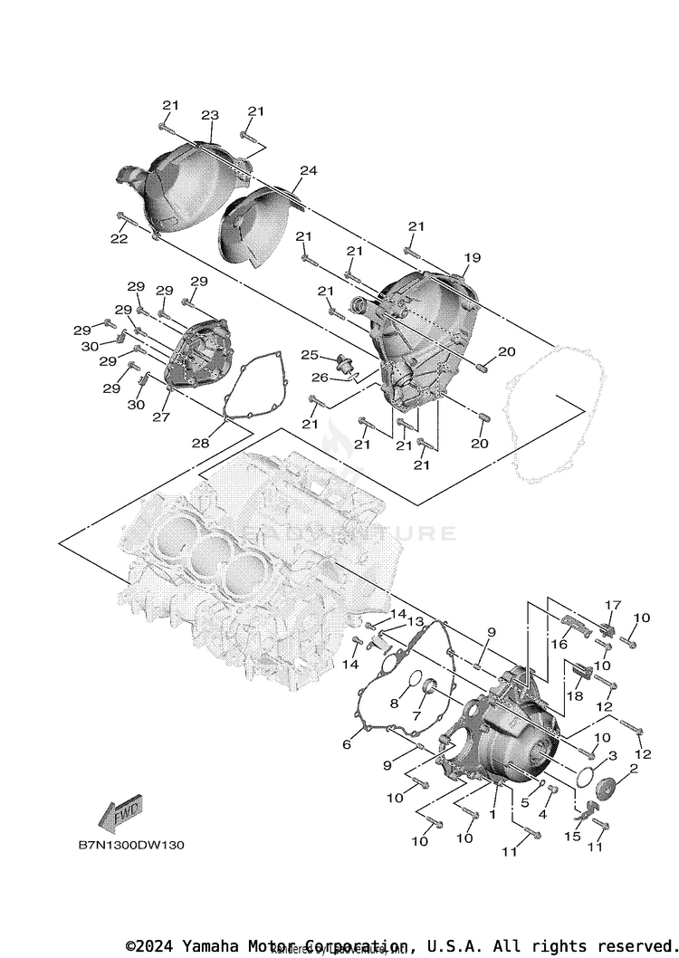 Crankcase Cover 1 TRACER 9 GT - MTT9GTNCR - 2022 Schematic