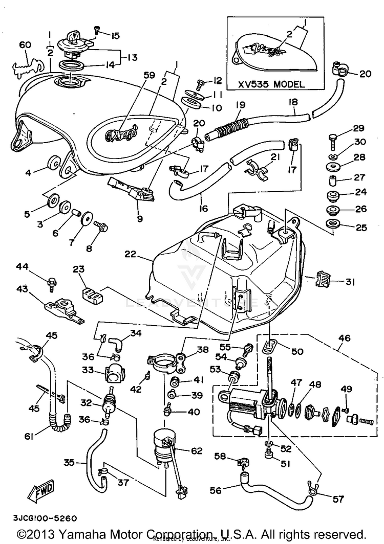 Fuel Tank VIRAGO 535 - XV535GC - 1995 Schematic