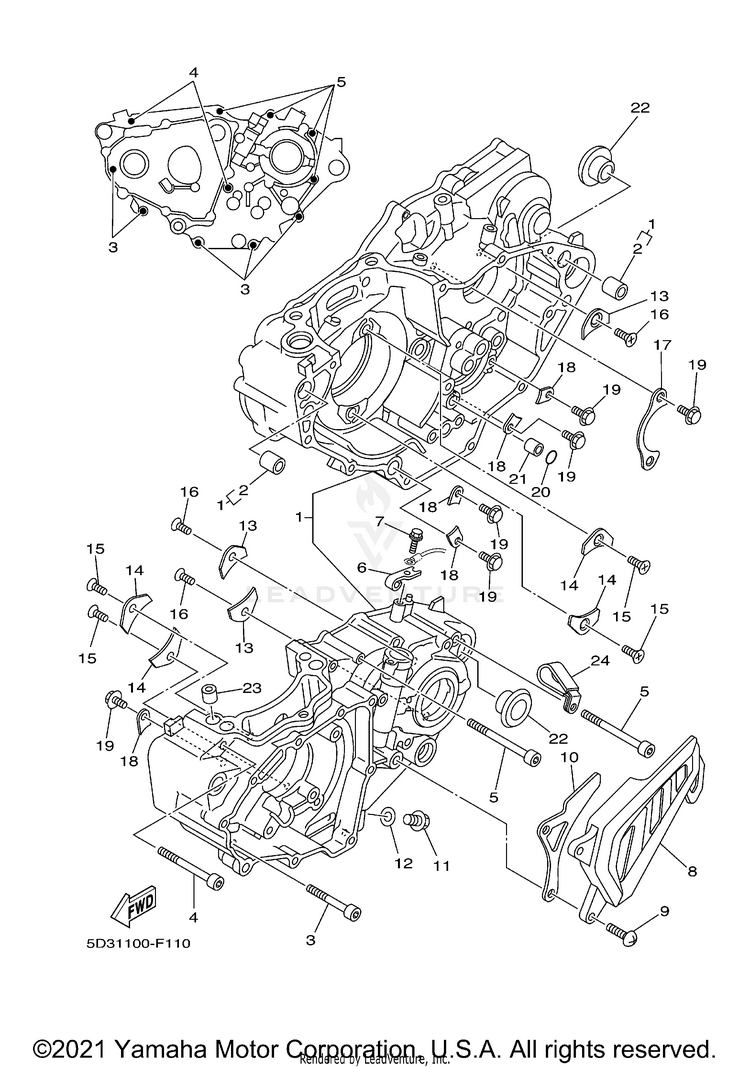 Crankcase YFZ450 - YFZ45BB - 2012 Schematic