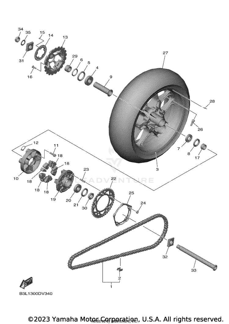 Rear Wheel YZFR1 - YZFR1LCB - 2020 Schematic