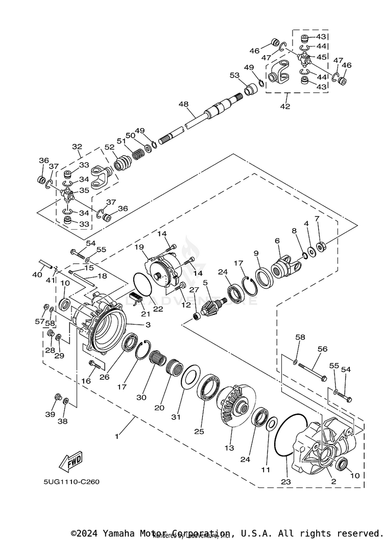 Front Differential RHINO 660 - YXR660FAS - 2004 Schematic