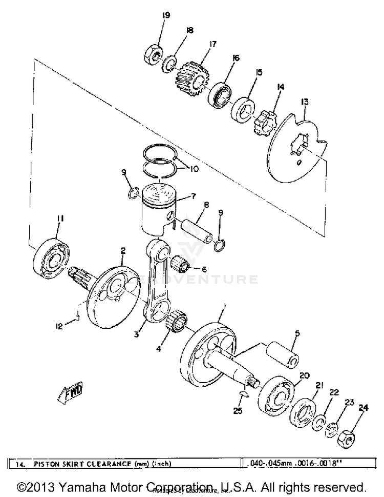 Crank & Piston JT1 - 1971 Schematic
