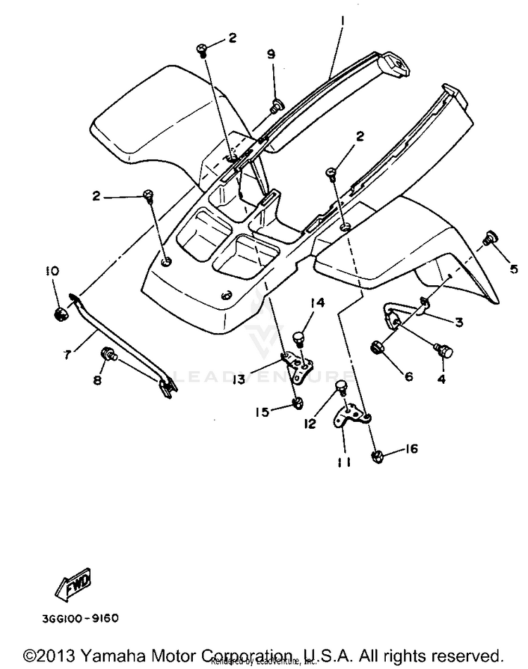Front Fender BANSHEE - YFZ350G_MN - 1995 Schematic