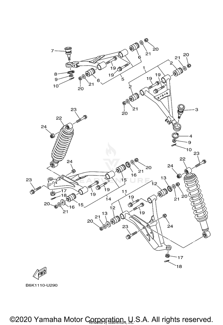 Front Suspension Wheel KODIAK 700 4WD - YFM70KDXLG - 2020 Schematic