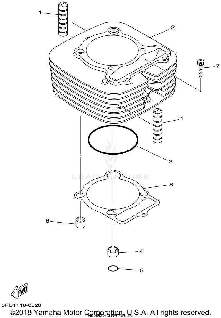 Cylinder BIG BEAR 400 4WD_REAL TREE XTRA - YFM400FP - 2002 Schematic