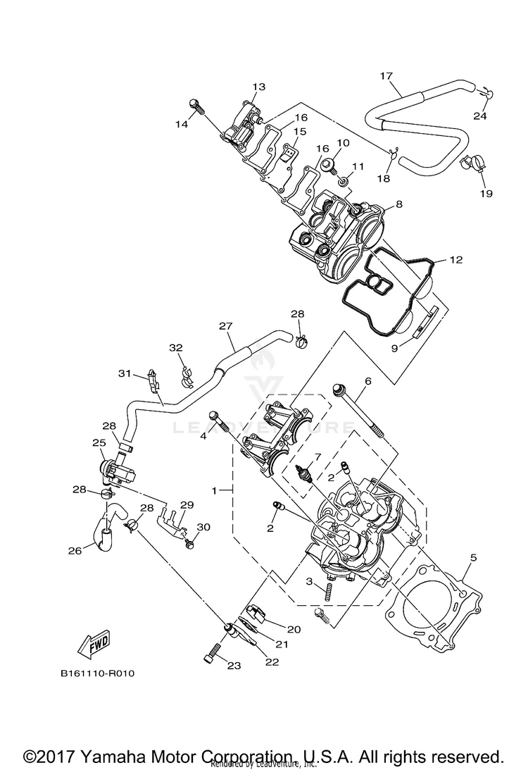 Cylinder Head KODIAK 700 4WD HUNTER - YFM70KDHJH - 2018 Schematic