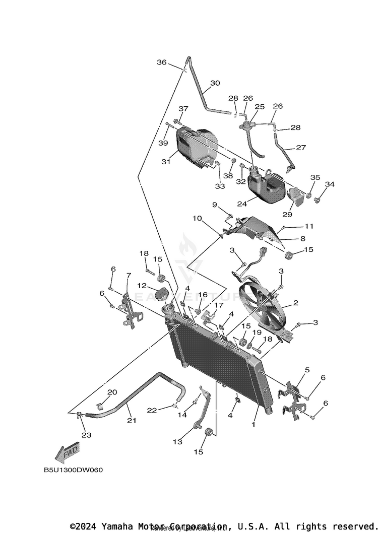 Radiator & Hose TRACER 9 GT - MTT9GTNCR - 2022 Schematic