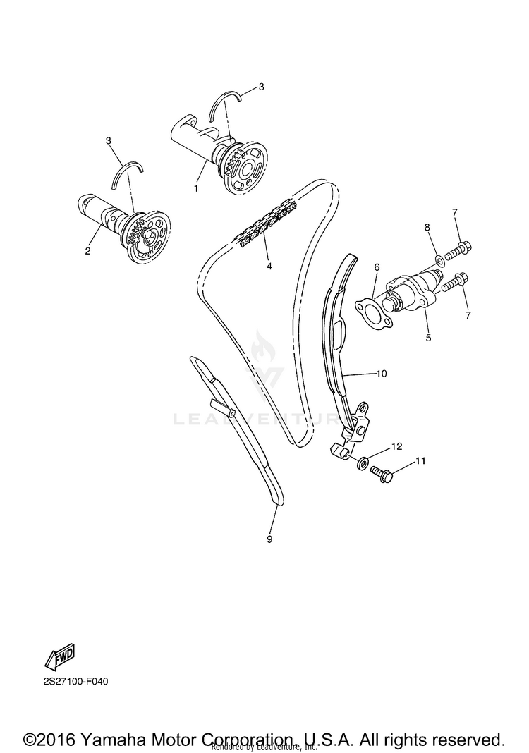Camshaft Chain YZ450F - YZ450FX - 2008 Schematic