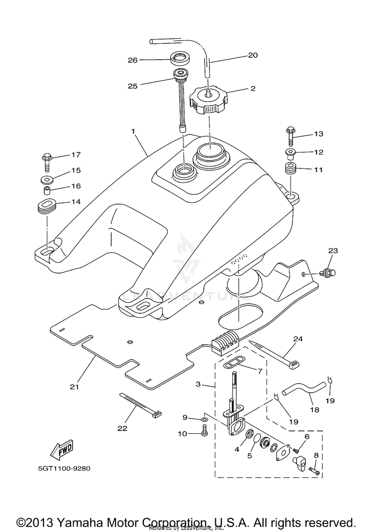 Fuel Tank GRIZZLY REALTREE - YFM600FHMC - 2000 Schematic