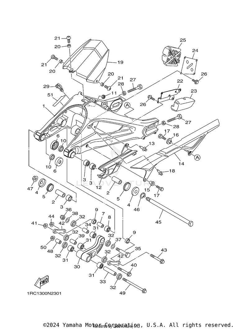 Rear Arm FZ09 CA - FZ09ECGY - 2014 Schematic