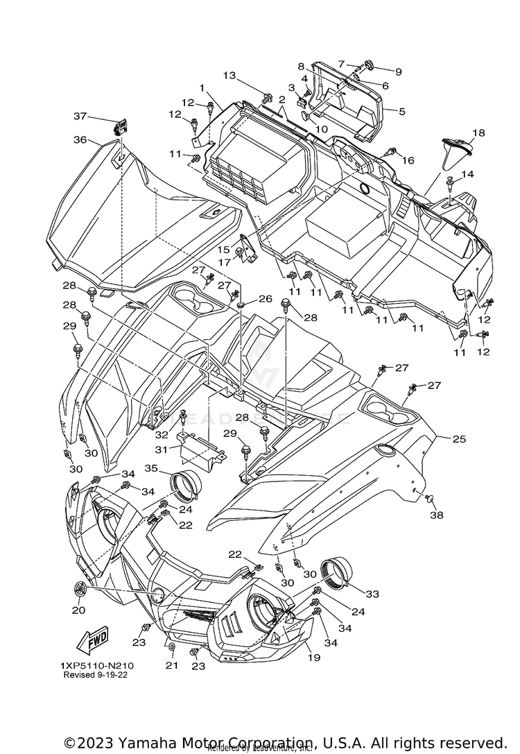 Front Fender VIKING 700 EPS SE - YXM700PSEB - 2014 Schematic
