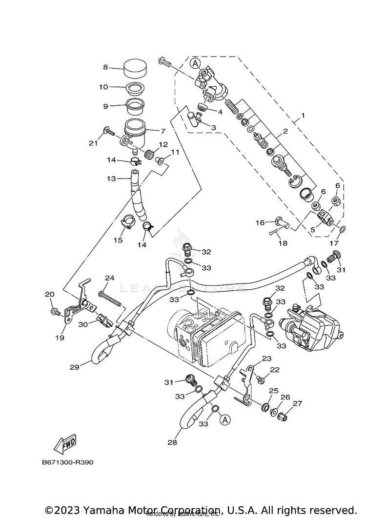 Rear Master Cylinder FZ10 - FZ10HCB - 2017 Schematic