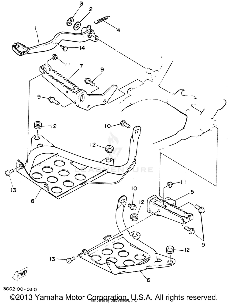 Stand - Footrest BANSHEE - YFZ350F - 1994 Schematic