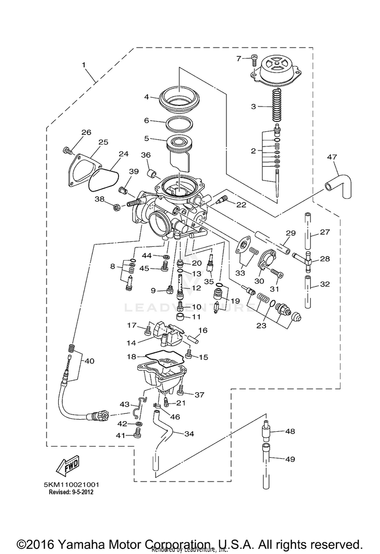 Carburetor GRIZZLY 660 - YFM66FAT - 2005 Schematic