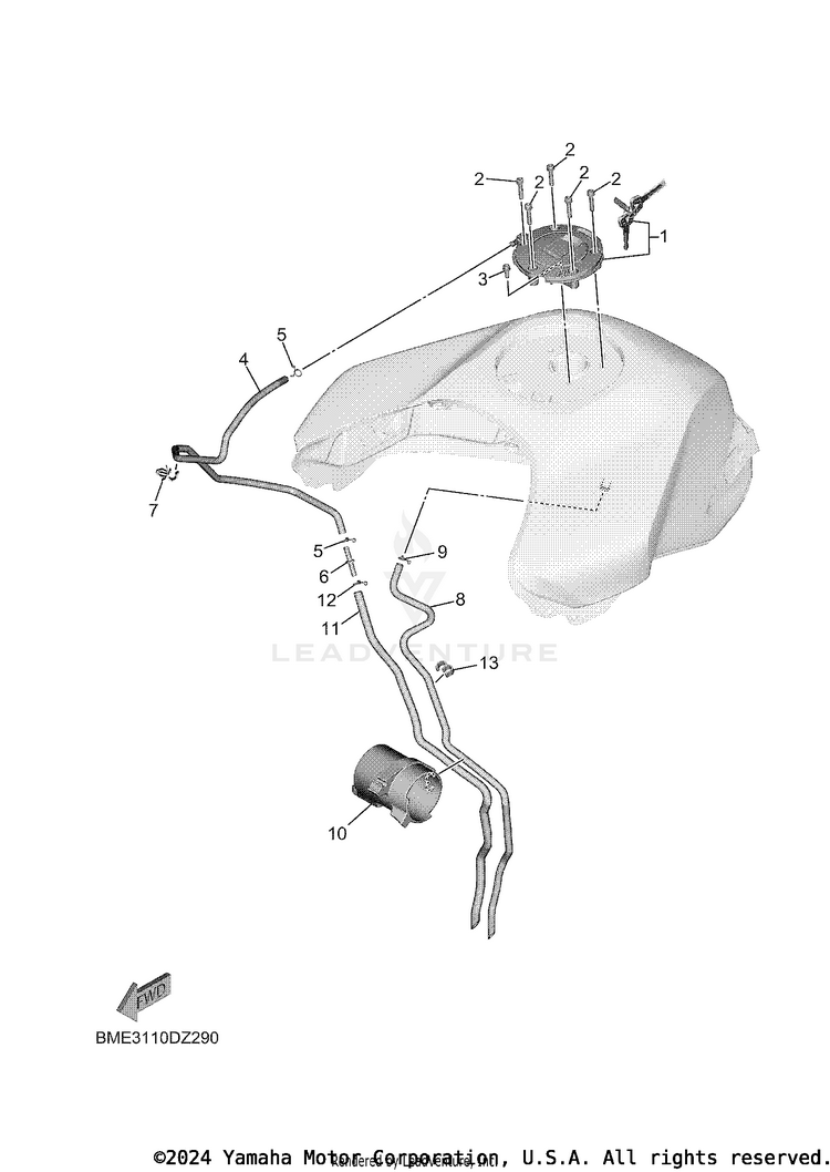 Fuel Tank 2 MT09 - MT09RCB - 2024 Schematic