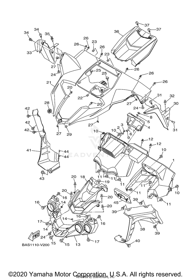 Front Fender YXZ1000R SS SE CAL - YXZ10YCCMW - 2021 Schematic