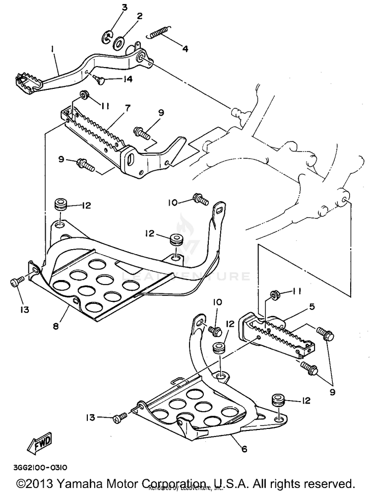Stand - Footrest BANSHEE - YFZ350G - 1995 Schematic