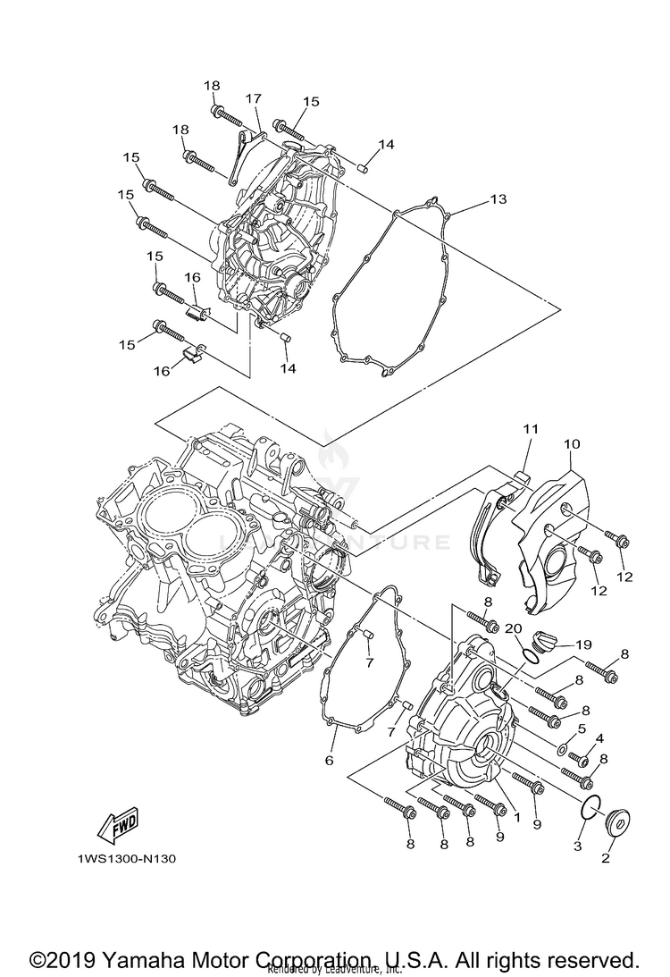 Crankcase Cover 1 MT07 - MT07JCGY - 2018 Schematic