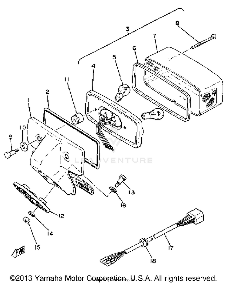 Taillight XS1100H - 1981 Schematic