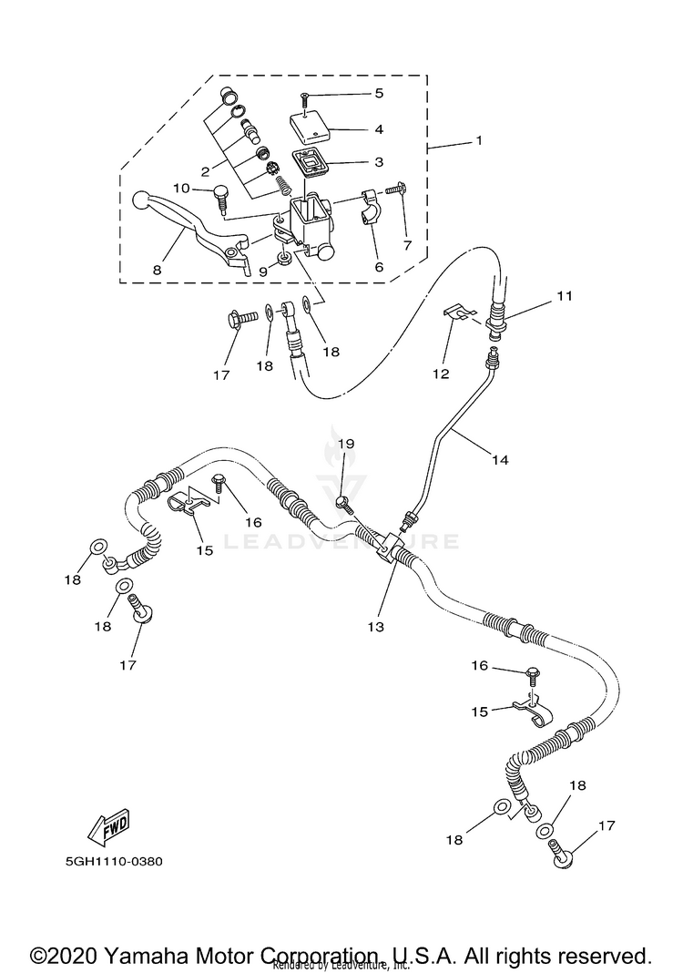 Front Master Cylinder KODIAK 4WD HUNTER - YFM400FAHN - 2001 Schematic