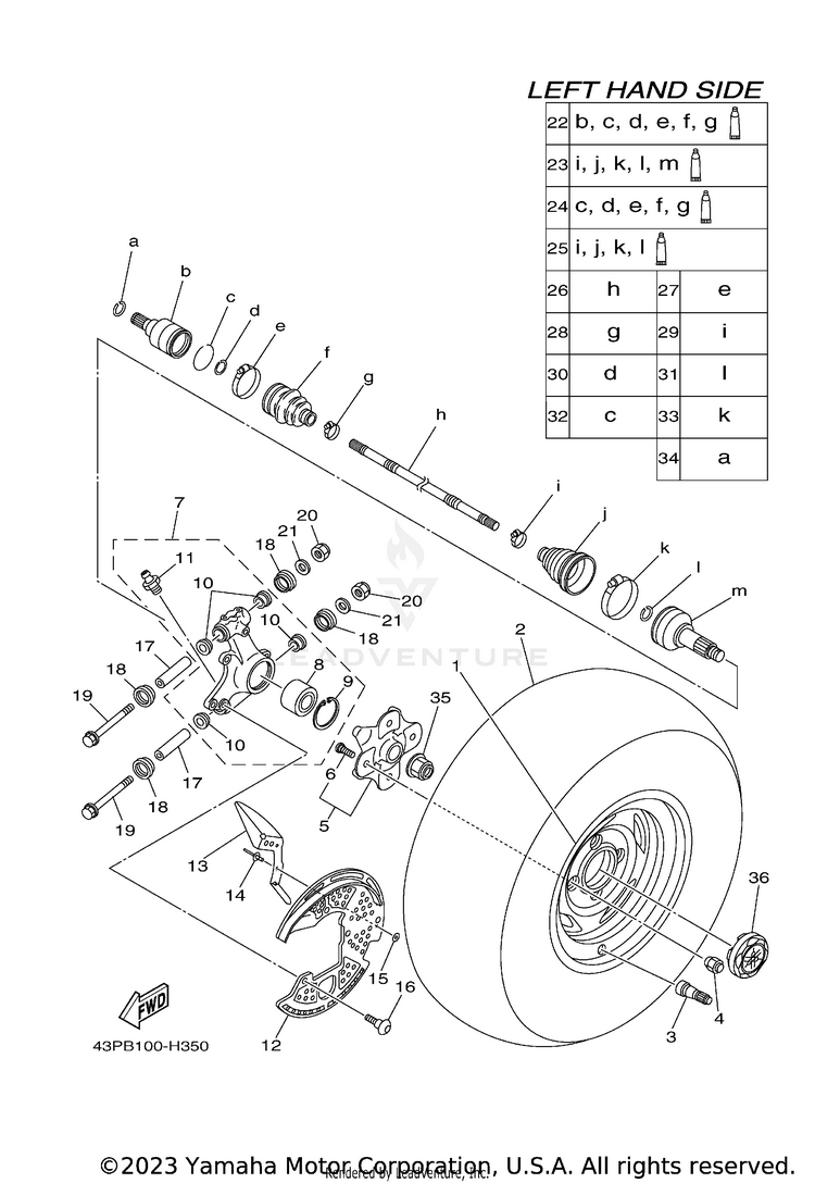 Rear Wheel 700 FI  EPS 4WD SPECIAL EDITION - YFM7FGPSEZ - 2010 Schematic