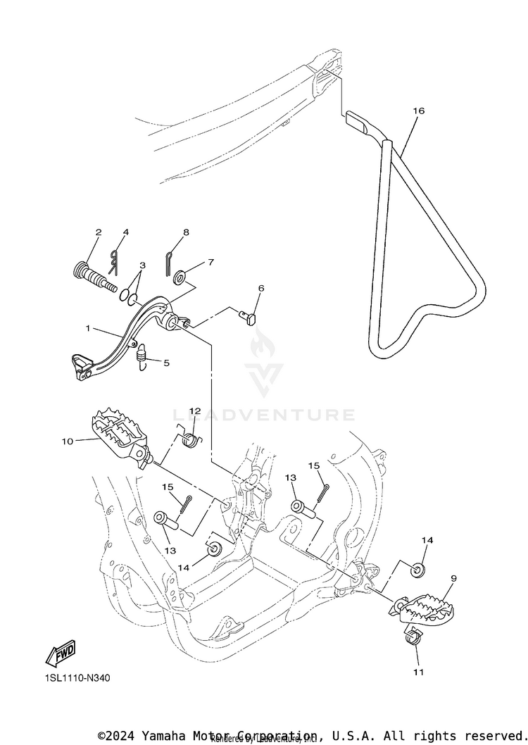 Stand Footrest YZ450F - YZ450FFL - 2015 Schematic