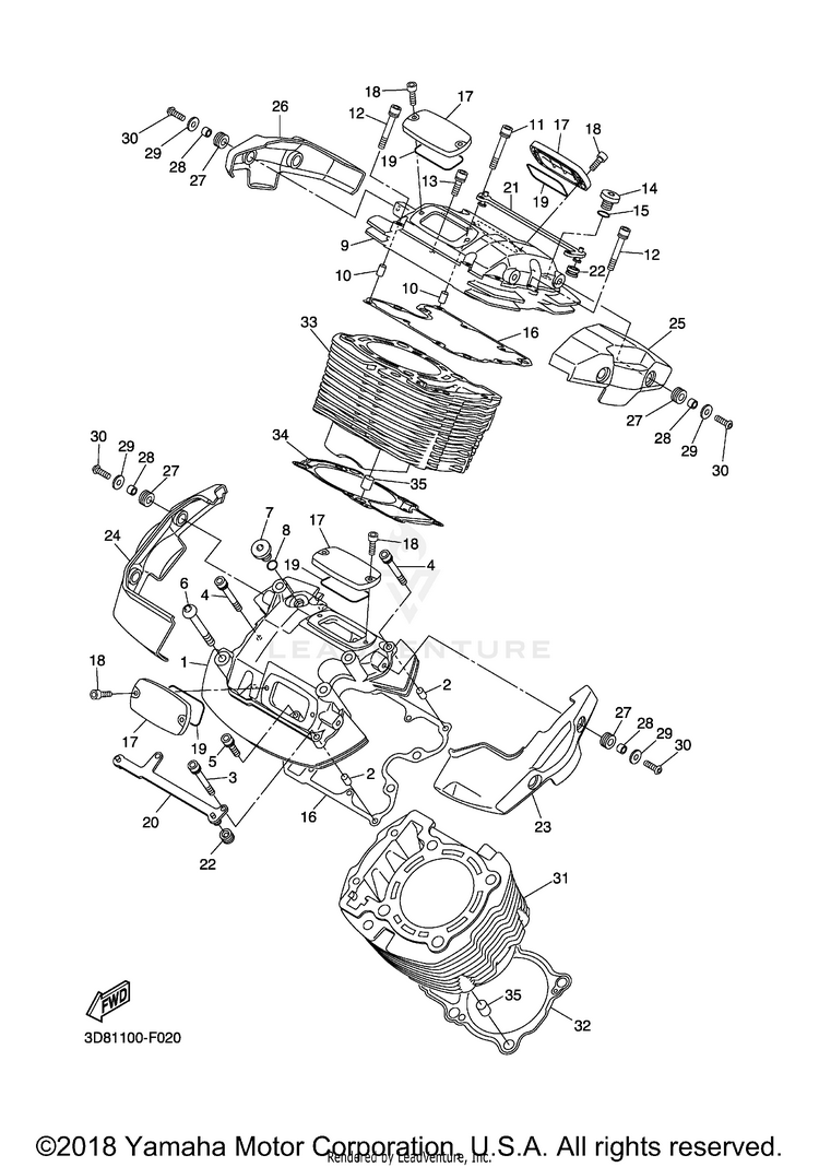 Cylinder V STAR 1300 TOURER - XVS13CTXB - 2008 Schematic