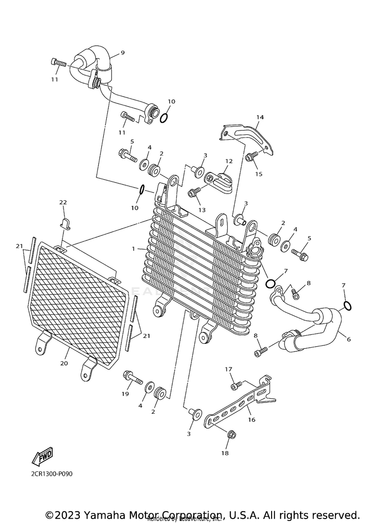 Oil Cooler YZFR1 - YZFR1HCB - 2017 Schematic