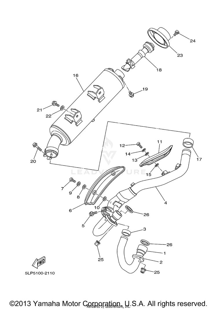 Exhaust RAPTOR  660R - YFM660RR - 2003 Schematic