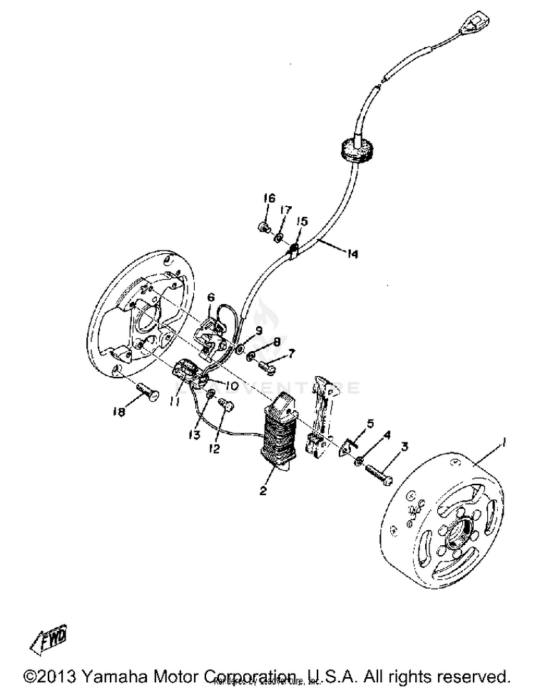 Flywheel Magneto (Gtmxb) GT80B - 1975 Schematic