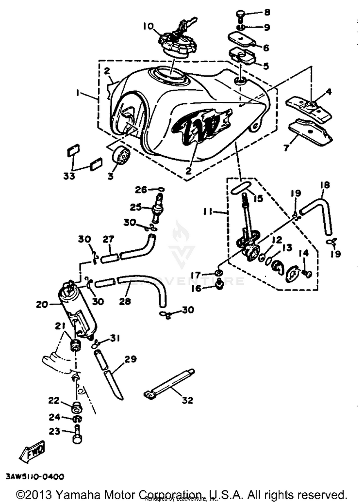Fuel Tank California Model Only Schematic