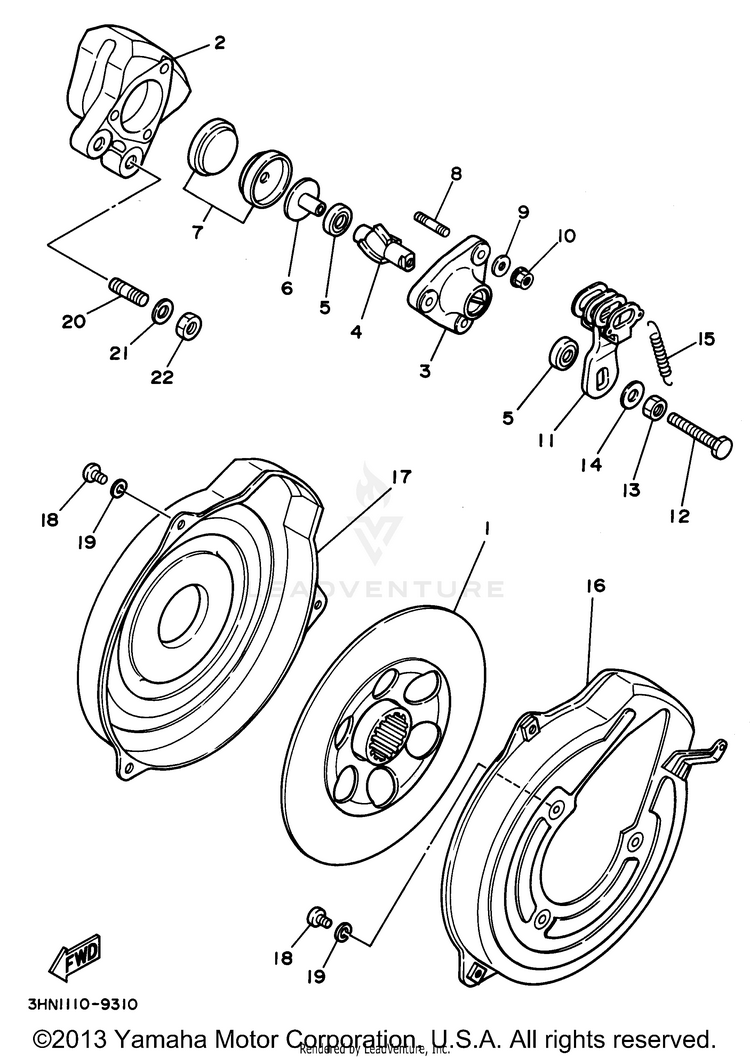 Rear Brake Caliper BIG BEAR 4WD - YFM350FWG - 1995 Schematic