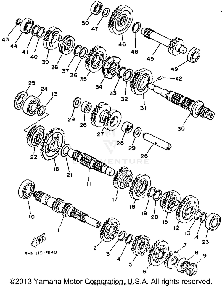 Transmission BIG BEAR 4WD - YFM350FWD - 1992 Schematic