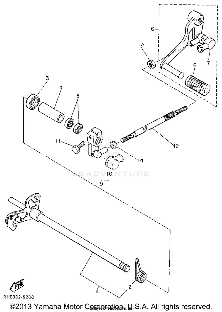 Shift Shaft FZR600RAC - 1990 Schematic