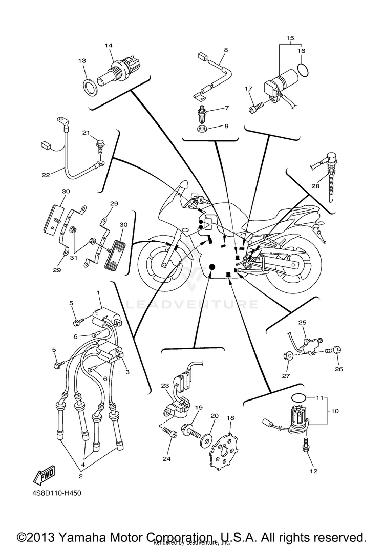Electrical 1 FZ6 - FZS6YCB - 2009 Schematic