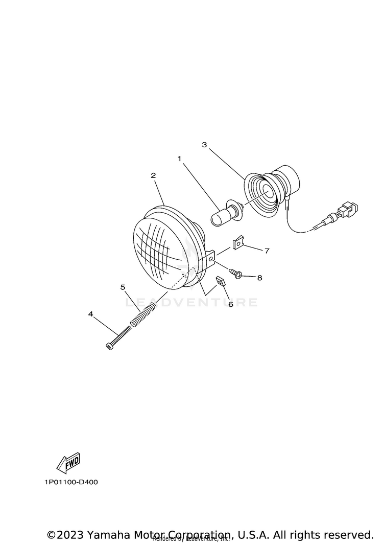 Headlight KODIAK 700 EPS - YFM70KPAPG - 2023 Schematic