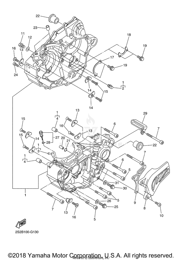Crankcase YZ450F - YZ450FXL - 2008 Schematic