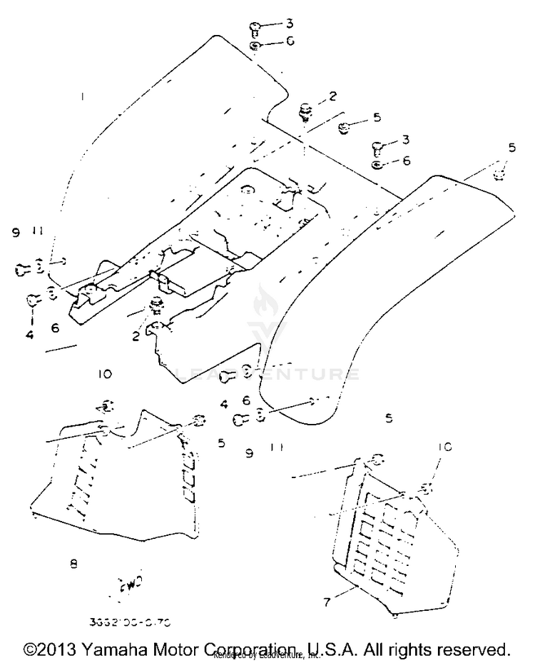 Rear Fender BANSHEE - YFZ350E - 1993 Schematic