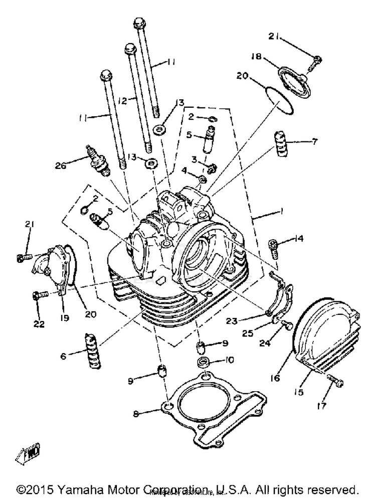 Cylinder Head XT250H - 1981 Schematic
