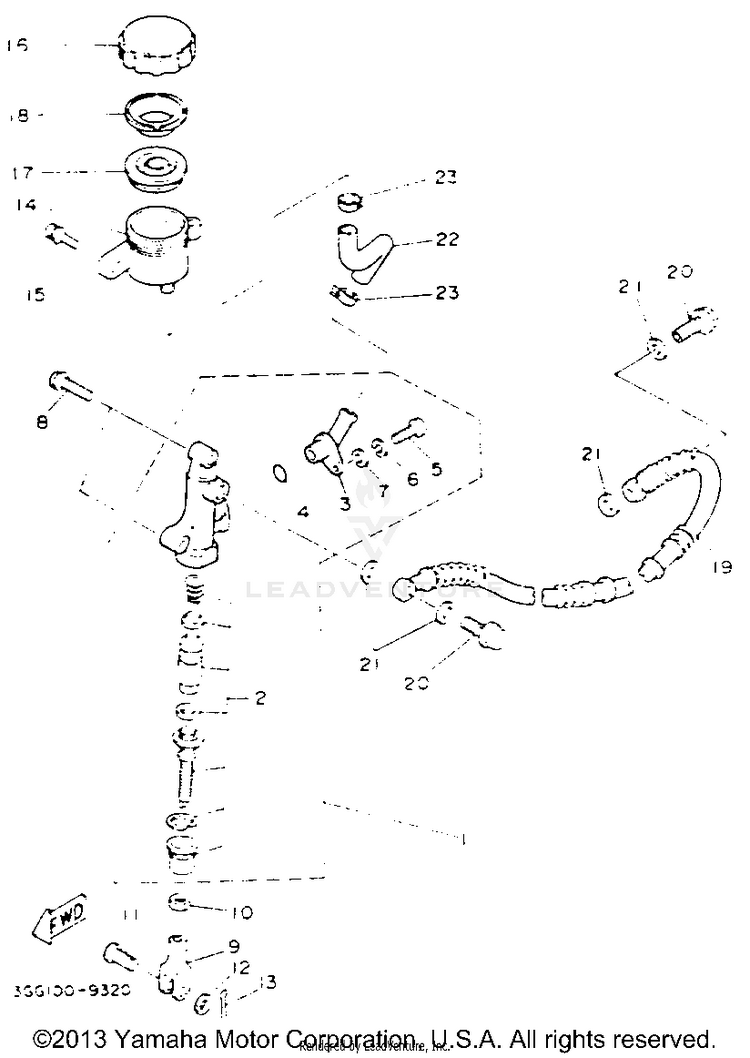 Rear Master Cylinder BANSHEE - YFZ350E - 1993 Schematic