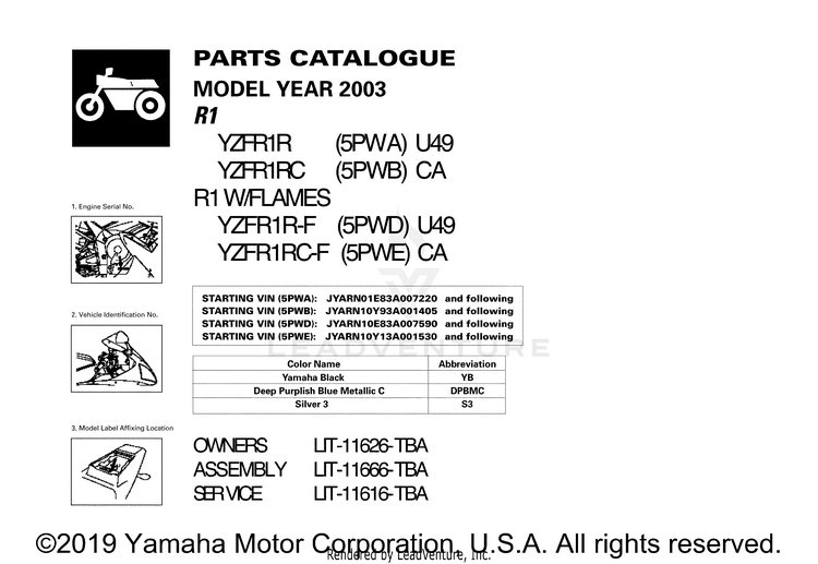 1 Title Page R1 - YZFR1RC - 2003 Schematic