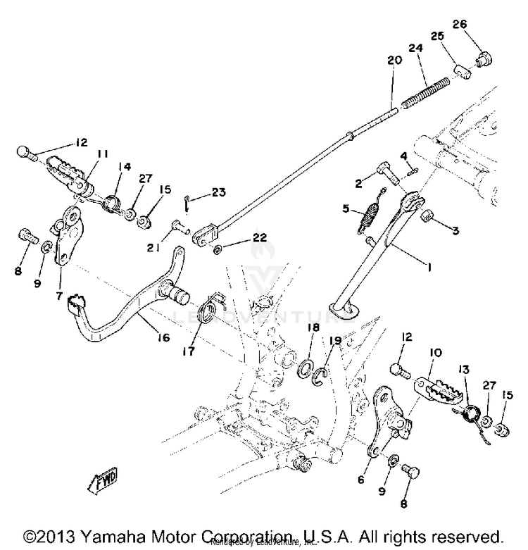 Stand - Footrest - Brake Pedal Schematic