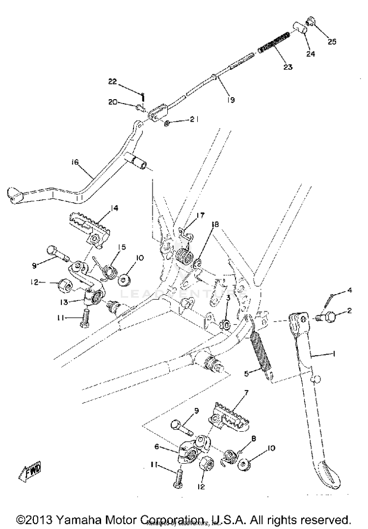 Stand - Footrest - Brake Pedal Schematic
