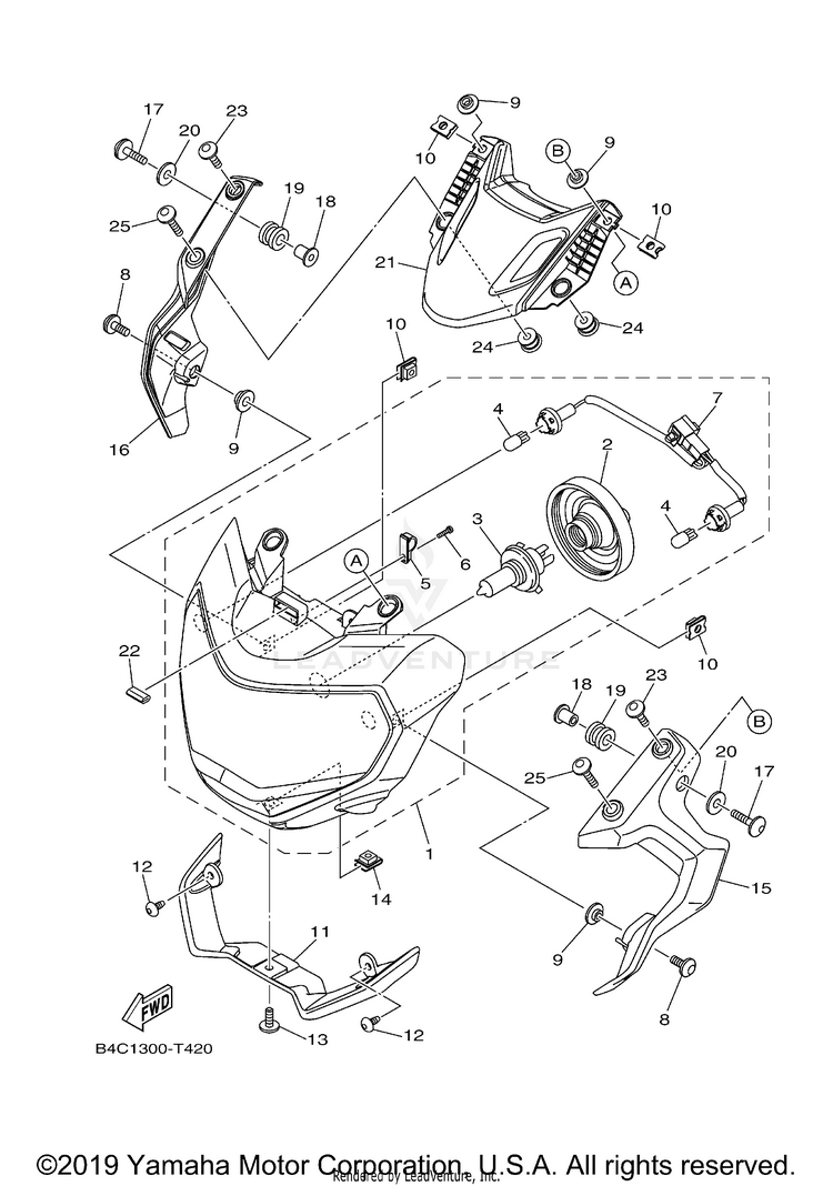 Headlight MT07 - MT07JCGY - 2018 Schematic