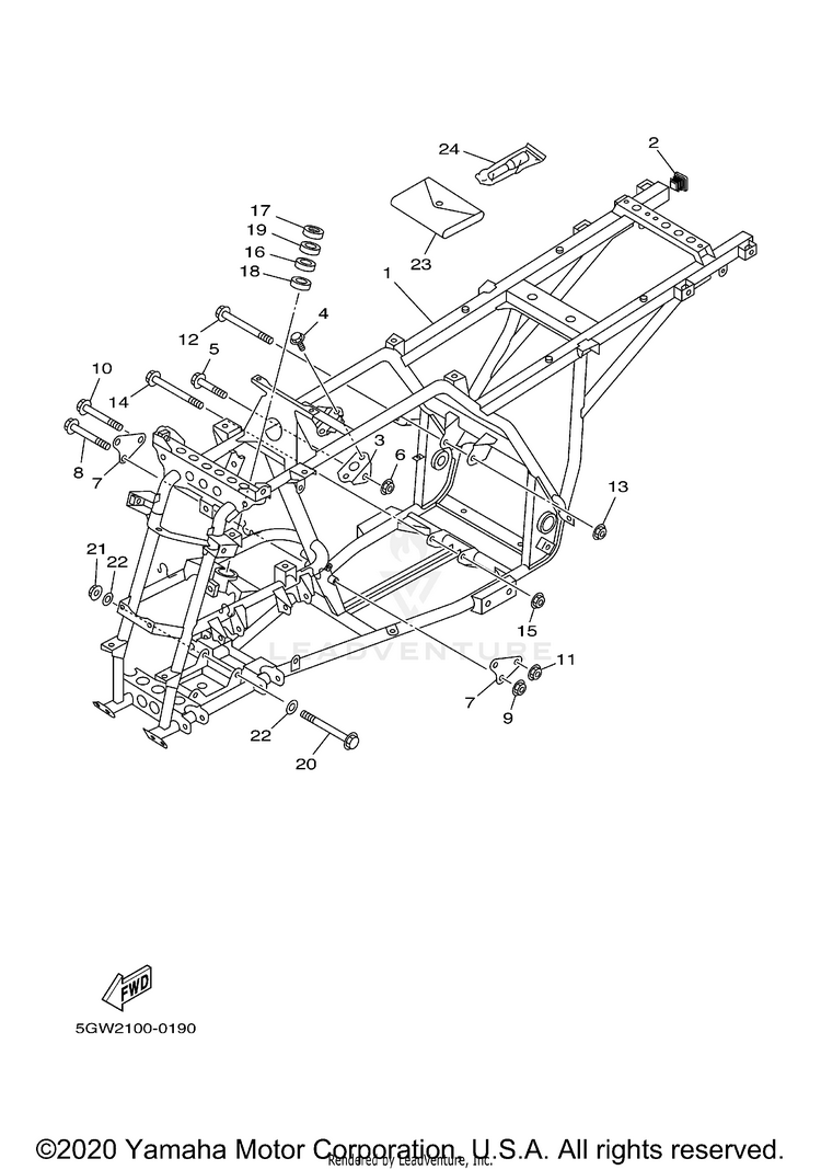 Frame BIG BEAR 2WD YFM400H - YFM400HN - 2001 Schematic